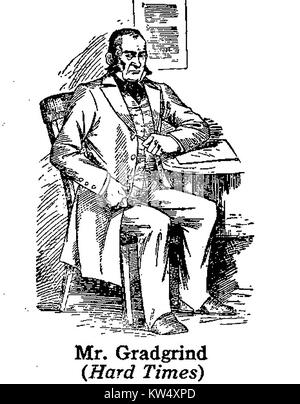 Charles Dickens 1812 al 1870 - Dickens caratteri -1930's illustrazione - il signor Thomas Gradgrind dall' Hard Times' Foto Stock