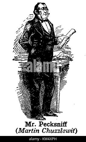 -Charles Dickens 1812 al 1870 - Dickens caratteri -1930's illustrazione - Signor Pecksniff da ' la vita e le avventure di Martin Chuzzlewit' Foto Stock