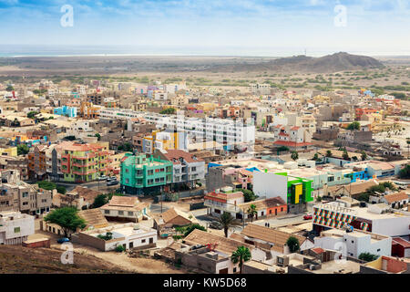 Vista est su Espargos, la capitale di Capo Verde verso il Mirador e Baia da Parda , Baia degli Squali, Capo Verde, Africa Foto Stock