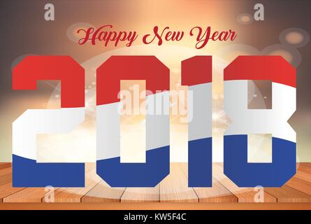 Felice anno nuovo 2018 Dutch Germania Europa Felice Anno Nuovo 2018 con bandiera olandese e bello sfondo anno nuovo saluto con 2018 e Dutch Germania Illustrazione Vettoriale
