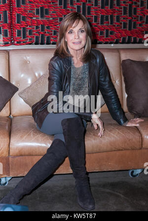 SYDNEY, Australia - 19 agosto: Linda Gray e Patrick Duffy pongono al lancio di 'Dallas' su Foxtel SoHo presso il Loft il 19 agosto 2014 a Sydney, in Australia. Persone: Linda grigio Foto Stock