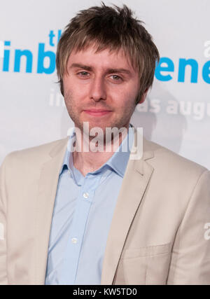 SYDNEY, Australia - 13 agosto: Blake Harrison, James Buckley, Simon Bird e Joe Thomas pongono alla premiere di 'L'Inbetweeners 2' a caso Cinema George Street, il 13 agosto 2014 a Sydney, in Australia. Il Inbetweeners 2 verrà rilasciato il 21 agosto 2014. Persone: James Buckley Foto Stock