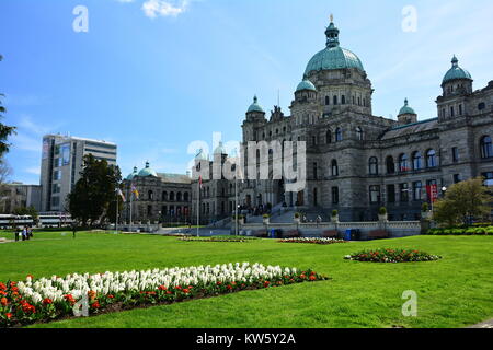 Gli edifici della legislatura della capitale della Columbia Britannica in Victoria BC, Canada. Foto Stock