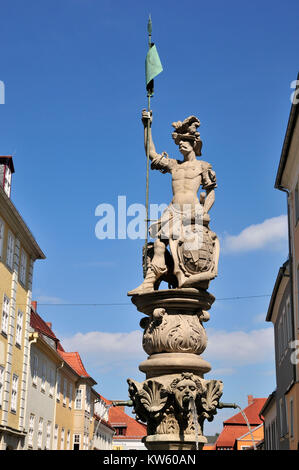 Ben plastica dei santi Georg nel mercato di alto livello, Goerlitzer Città Vecchia, Brunnenplastik Heiliger Georg am Obermarkt, Goerlitzer Altstadt Foto Stock