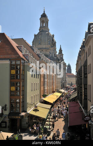 Riunione turistiche Luogo Coin lane, Dresden coin lane, Touristentreffpunkt Muenzgasse, Dresda Muenzgasse Foto Stock