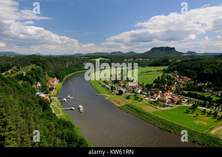 Svizzera sassone, Rathen, Lily pietra, Lilienstein Foto Stock