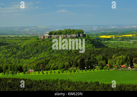 Svizzera sassone, fortezza re della pietra, Saechsische Schweiz, Festung Koenigstein Foto Stock