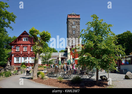 La Sassonia, Lusatian paese montuoso, Baude sulla montagna Moenchswalder, Sachsen, Lausitzer Bergland, Baude auf dem Moenchswalder Berg Foto Stock