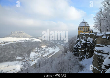 Elbsandstein re della pietra, Elbsandstein Koenigstein Foto Stock