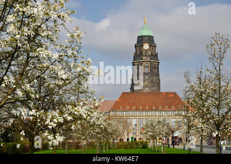 Dresden City Hall, Dresden Rathaus Foto Stock