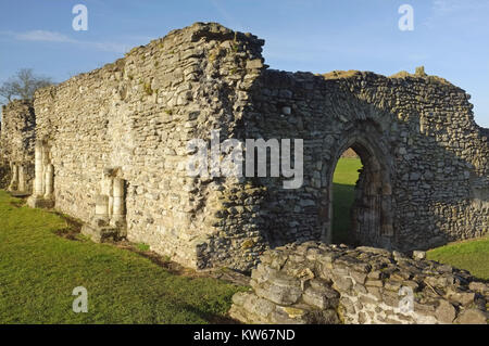 Lesnes Abbey rovine (XII secolo), Thamesmead, vicino a Abbey Wood, a sud-est di Londra, Inghilterra, Regno Unito, 18 Dicembre 2017 Foto Stock