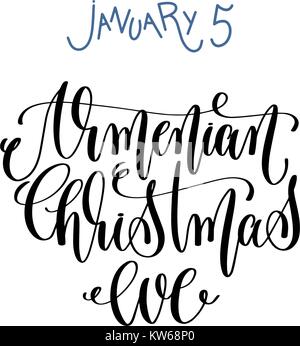 5 gennaio - armeno la vigilia di Natale - scritte a mano iscrizione Illustrazione Vettoriale