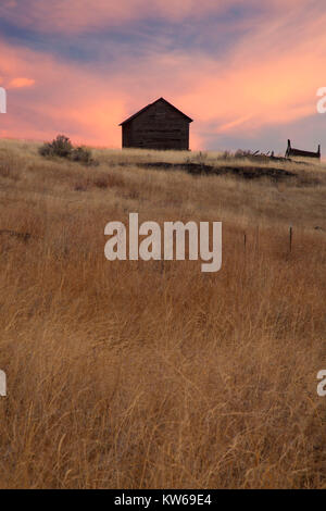 Ranch capannone a Prato Smick, Fishtrap Recreation Area, Contea di Spokane, Washington Foto Stock