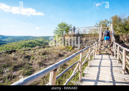 Novy Hradek Castello, Podyji Parco Nazionale Thayatal, Repubblica Ceca escursione Foto Stock