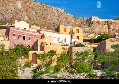 Monemvasia città medievale, Peloponneso, Grecia Foto Stock