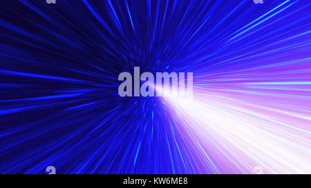 Particelle ad alta energia che viaggiano attraverso lo spazio-tempo. Singularity, onde gravitazionali e lo spacetime concept Foto Stock