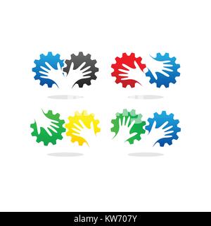 Ingranaggio a mano il logo del vettore Illustrazione Vettoriale