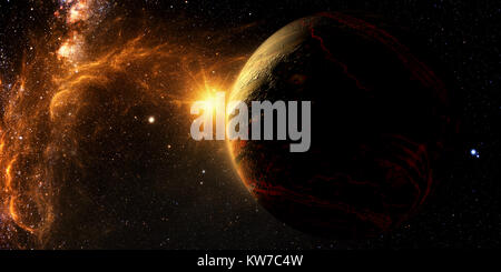 Exoplanet Exploration - Fantasy e surreale paesaggio. 3D Rendering. Foto Stock