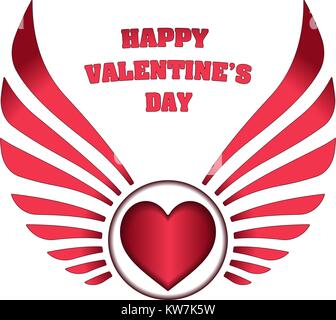 San Valentino con decor di cuore, ali e didascalia "Buon San Valentino" Illustrazione Vettoriale