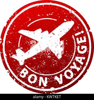 Bon voyage red Vector grunge stile timbro di gomma Illustrazione Vettoriale