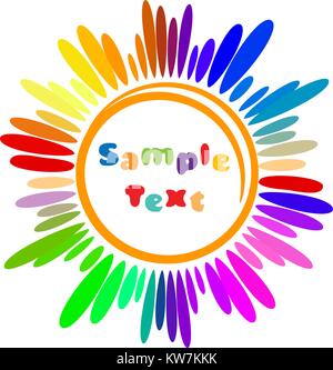 Cartoon colorati simbolo del sole con posto per il vostro testo. Illustrazione Vettoriale. Illustrazione Vettoriale