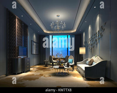 3D render soggiorno Foto Stock