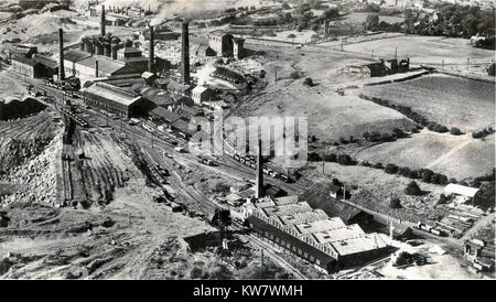 Vista aerea del Lilleshall Iron & Steel Company Ltd altiforni e laminatoi Foto Stock