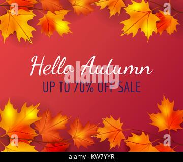 Autunno sfondo poster con foglie Illustrazione Vettoriale