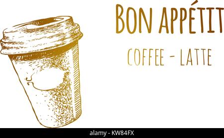 Mano bozzetto vintage caffè. Schizzo di cibo e cucina scarabocchio. Può utilizzare per cafe e ristorante menu design. Illustrazione Vettoriale. Illustrazione Vettoriale