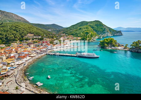 Vista aerea di Parga, Grecia Foto Stock