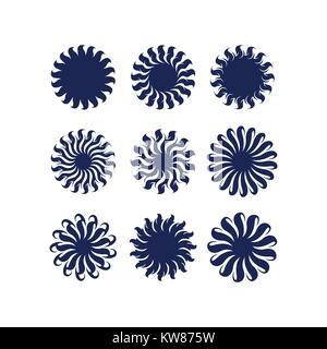 Abstract sun flower set di vettore Illustrazione Vettoriale