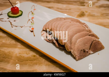 Affettare la carne di maiale antipasto Foto Stock