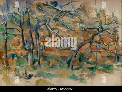 Paul Cezanne: 'alberi e case, Provenza" (1885) Foto Stock