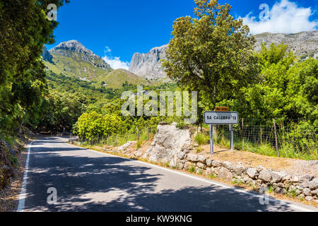 Strada per Sa Calobra, Mallorca, Spagna, famosa per i suoi molti forcine Foto Stock