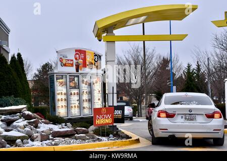 BWM ordinazione dalla McDonald drive thru menu Foto Stock