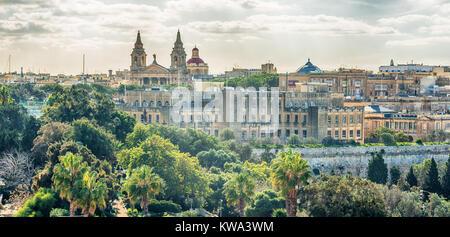 La Valletta, Malta: vista aerea dalle mura della città Foto Stock
