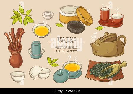 La cerimonia del tè set Illustrazione Vettoriale