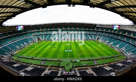 Londra, Regno Unito. 30 Dic, 2017. Una vista generale dello stadio durante il Big Game 10 - Aviva Premiership match tra arlecchini vs Northampton Santi a Twickenham Stadium il Sabato, 30 dicembre 2017. Londra Inghilterra. Credito: Taka G Wu Credito: Taka Wu/Alamy Live News Foto Stock