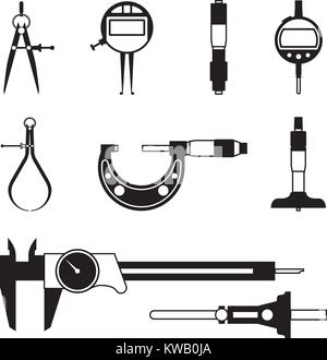 Set di vari tipi di strumento di misurazione Illustrazione Vettoriale