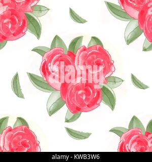 Provenza seamless rosa peonia pattern Illustrazione Vettoriale