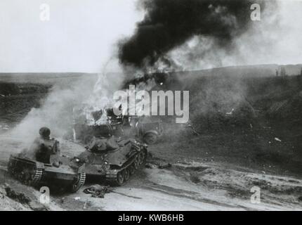 Distrutto carri armati sovietici a Junourcia, durante l'invasione tedesca dell'URSS (Russia). Estate 1941, durante la Prima Guerra Mondiale 2. (BSLOC 2014 8 16) Foto Stock