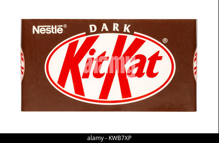 Un taglio fuori tiro di un cioccolato fondente Kit Kat Foto Stock