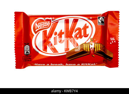 Un taglio fuori tiro di un cioccolato Kit Kat Foto Stock