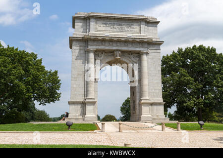 Gli Stati Uniti National Memorial Arch, Valley Forge National Historical Park, (U.S. Parco nazionale di servizio), Valley Forge, Pennsylvania, USA. Foto Stock
