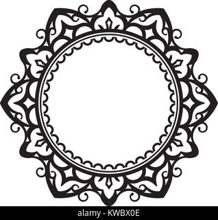 Singolare cornice di pizzo, elemento decorativo con posto vuoto per il tuo testo. Illustrazione Vettoriale. Illustrazione Vettoriale