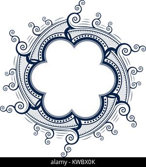 Singolare cornice di pizzo, elemento decorativo con posto vuoto per il tuo testo. Illustrazione Vettoriale. Illustrazione Vettoriale