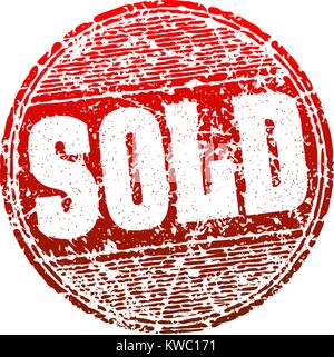 Venduto rosso stile grunge vettore timbro di gomma Illustrazione Vettoriale