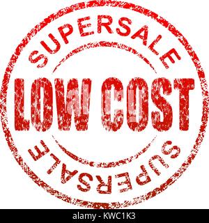 Basso costo supersave red grunge stile round timbro di gomma Illustrazione Vettoriale