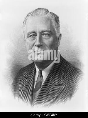 Il presidente Franklin Roosevelt in un ritratto inciso dall'Ufficio stampa e incisione. Ca. 1932-1940. (BSLOC 2015 2 242) Foto Stock