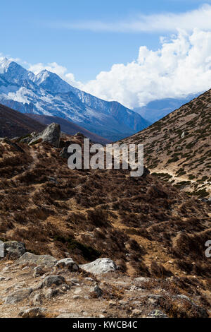 Himalaya, Nepal, Nov 2017 -Dingboche village 4000 m sopra il livello del mare nel Parco di Sagarmatha sulla strada per il Monte Everest Base Foto Stock